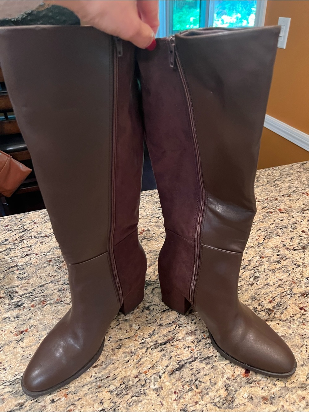 Kohl's Tall Two-Tone Brown Knee-High Heeled Boots